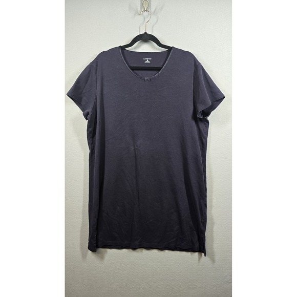 Lands End Night Shirt Womens XL Navy Blue Short Sleeve 100% Cotton Pajama Sleep - Picture 1 of 5